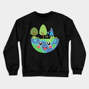 Cute Green and Clean Happy Earth Crewneck Sweatshirt